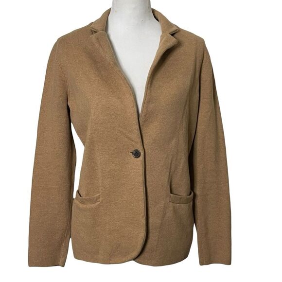 J Crew Sweater Blazer Women’s Size Small Camel 100% Cotton Knit Jacket Classic - Picture 2 of 8
